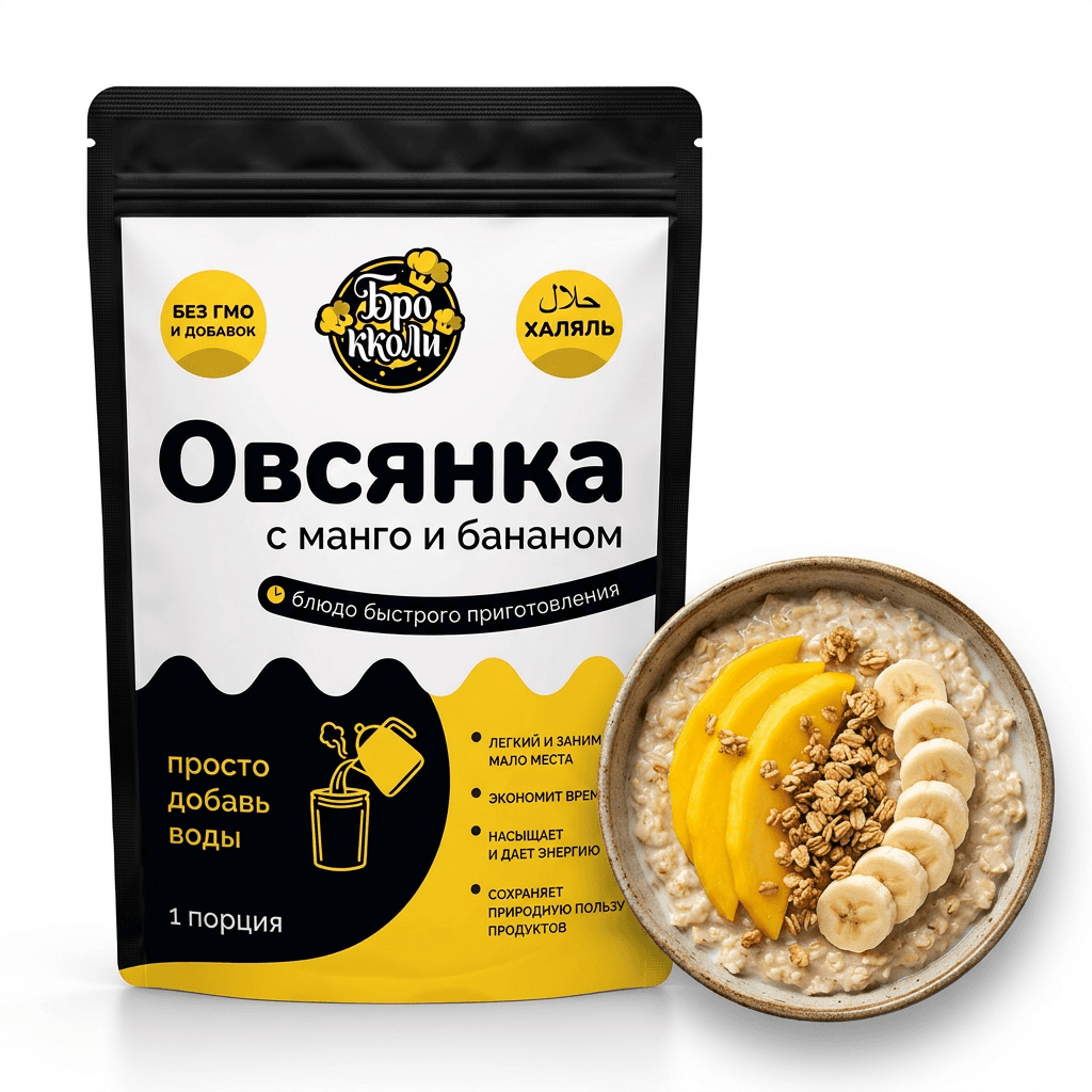 Овсянка с манго и бананом